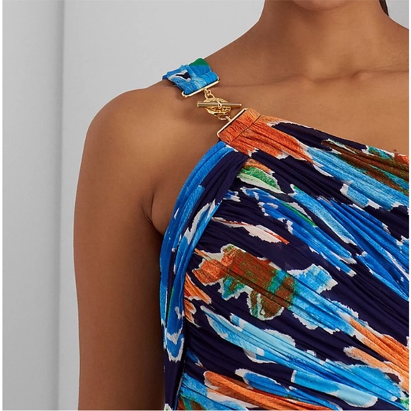 Lauren Ralph Lauren One Shoulder Floral Georgette Maxi Gown Women’s Size 8 - Picture 3 of 15